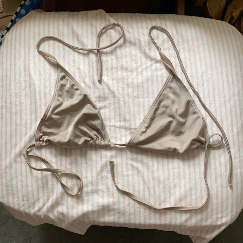 Taupe string bikini top